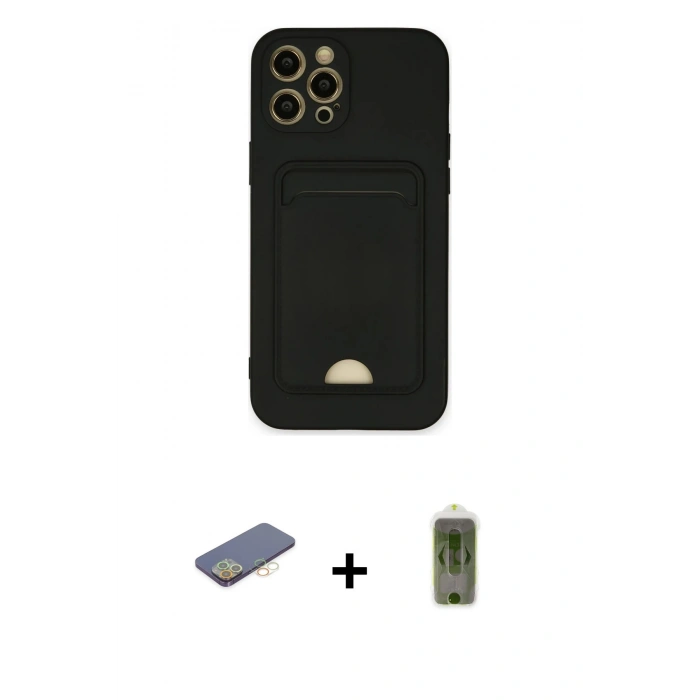 MARSİLYAN™- iPhone 12 Pro Max Kılıf Vadi Çizgi Prime - Siyah Joko Magic 5D Hayalet Cam + Renkli Kamera Lens Koruma Cam - SI