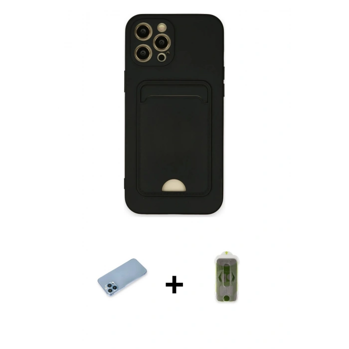 MARSİLYAN™- iPhone 12 Pro Max Kılıf Vadi Çizgi Prime - Siyah Joko Magic 5D Hayalet Cam + Shine Kamera Lens Koruma Cam - MI