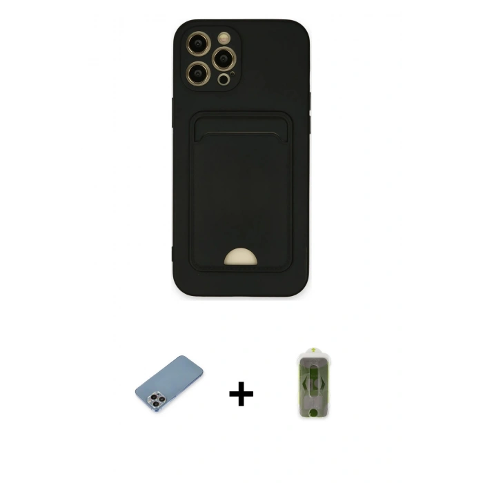 MARSİLYAN™- iPhone 12 Pro Max Kılıf Vadi Çizgi Prime - Siyah Joko Magic 5D Hayalet Cam + Shine Kamera Lens Koruma Cam - GI