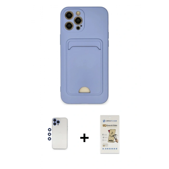 MARSİLYAN™- iPhone 12 Pro Max Kılıf Vadi Çizgi Prime - Siyah Mat Seramik Nano Ekran Koruyucu + Shine Kamera Lens - LT