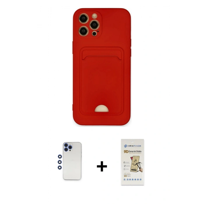 MARSİLYAN™- iPhone 12 Pro Max Kılıf Vadi Çizgi Prime - Siyah Mat Seramik Nano Ekran Koruyucu + Shine Kamera Lens - LT