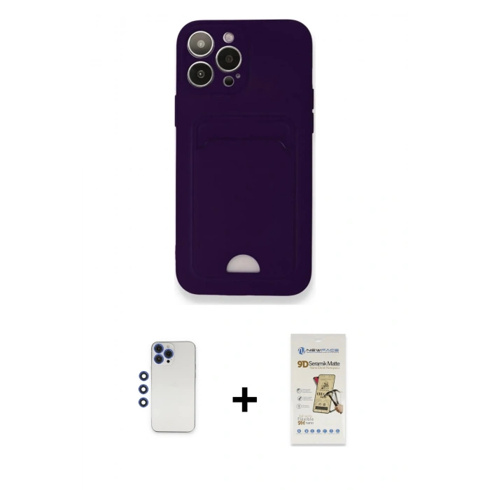 MARSİLYAN™- iPhone 12 Pro Max Kılıf Vadi Çizgi Prime - Siyah Mat Seramik Nano Ekran Koruyucu + Shine Kamera Lens - LT