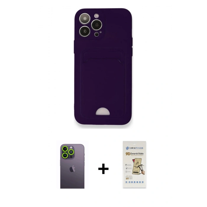 MARSİLYAN™- iPhone 12 Pro Max Kılıf Vadi Çizgi Prime - Siyah Mat Seramik Nano Ekran Koruyucu + Neon Fosforlu Kamera Lens - YL