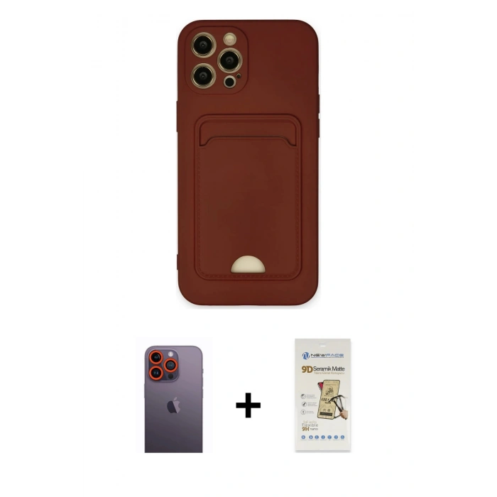 MARSİLYAN™- iPhone 12 Pro Max Kılıf Vadi Çizgi Prime - Siyah Mat Seramik Nano Ekran Koruyucu + Neon Fosforlu Kamera Lens - TU