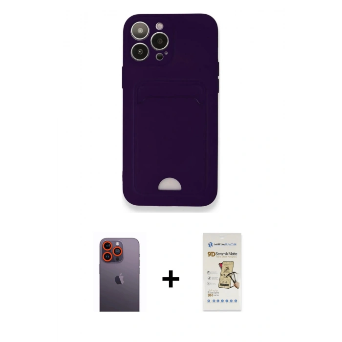 MARSİLYAN™- iPhone 12 Pro Max Kılıf Vadi Çizgi Prime - Siyah Mat Seramik Nano Ekran Koruyucu + Neon Fosforlu Kamera Lens - TU