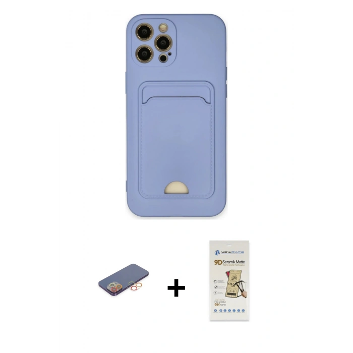 MARSİLYAN™- iPhone 12 Pro Max Kılıf Vadi Çizgi Prime - Siyah Mat Seramik Nano Ekran Koruyucu + Renkli Kamera Lens Koruma Cam - TU