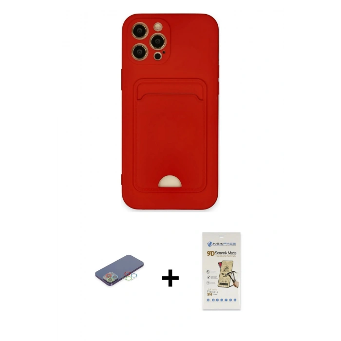 MARSİLYAN™- iPhone 12 Pro Max Kılıf Vadi Çizgi Prime - Siyah Mat Seramik Nano Ekran Koruyucu + Renkli Kamera Lens Koruma Cam - MI