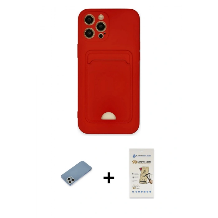 MARSİLYAN™- iPhone 12 Pro Max Kılıf Vadi Çizgi Prime - Siyah Mat Seramik Nano Ekran Koruyucu + Shine Kamera Lens Koruma Cam - GS