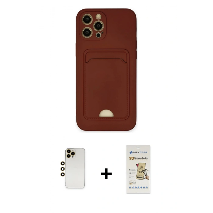 MARSİLYAN™- iPhone 12 Pro Max Kılıf Vadi Çizgi Prime - Siyah Mat Seramik Nano Ekran Koruyucu + Shine Kamera Lens - GD