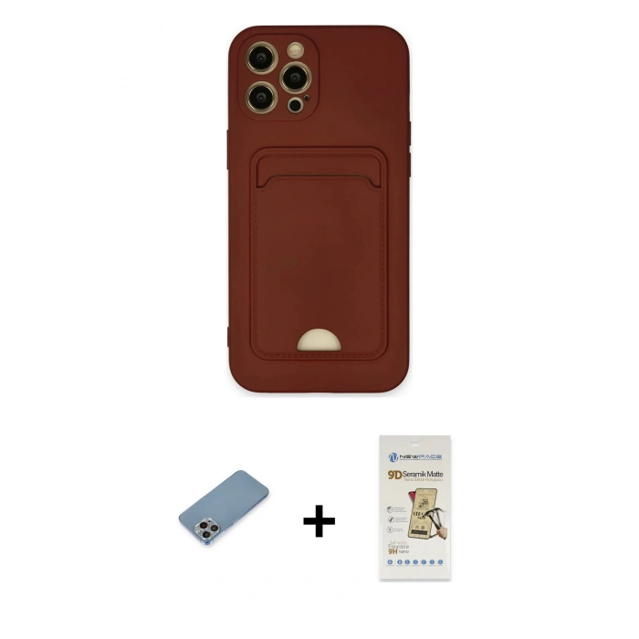 MARSİLYAN™- iPhone 12 Pro Max Kılıf Vadi Çizgi Prime - Siyah Mat Seramik Nano Ekran Koruyucu + Shine Kamera Lens Koruma Cam - GI