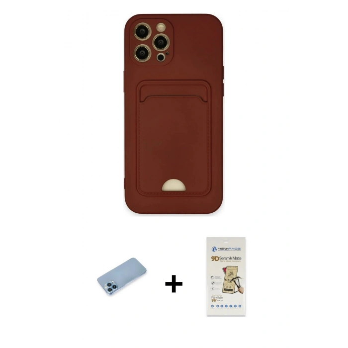 MARSİLYAN™- iPhone 12 Pro Max Kılıf Vadi Çizgi Prime - Siyah Mat Seramik Nano Ekran Koruyucu + Shine Kamera Lens Koruma Cam - MI