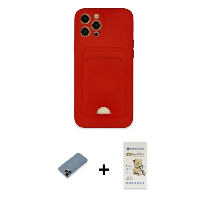 MARSİLYAN™- iPhone 12 Pro Max Kılıf Vadi Çizgi Prime - Siyah Mat Seramik Nano Ekran Koruyucu + Shine Kamera Lens Koruma Cam - SH