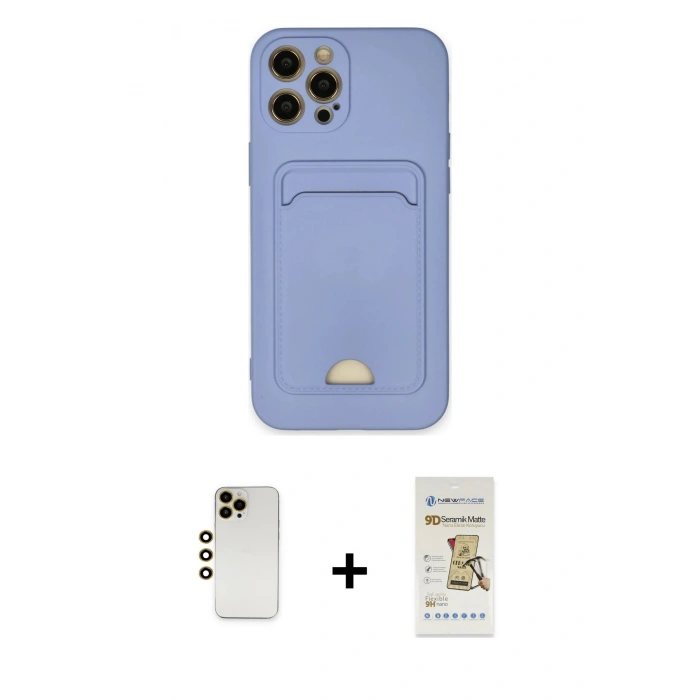 MARSİLYAN™- iPhone 12 Pro Max Kılıf Vadi Çizgi Prime - Siyah Mat Seramik Nano Ekran Koruyucu + Shine Kamera Lens - GD