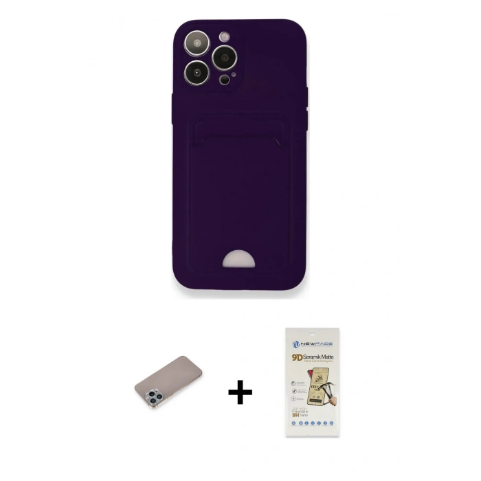 MARSİLYAN™- iPhone 12 Pro Max Kılıf Vadi Çizgi Prime - Siyah Mat Seramik Nano Ekran Koruyucu + Shine Kamera Lens Koruma Cam - SABE