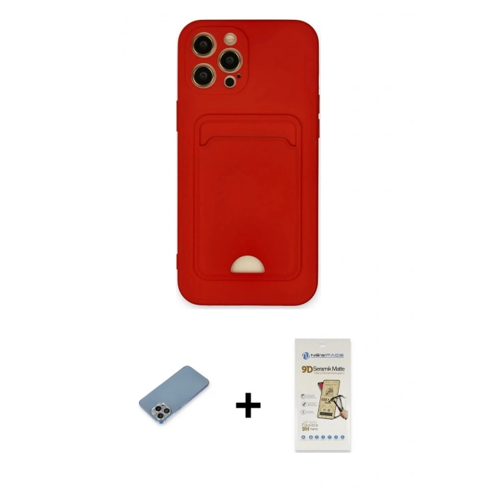 MARSİLYAN™- iPhone 12 Pro Max Kılıf Vadi Çizgi Prime - Siyah Mat Seramik Nano Ekran Koruyucu + Shine Kamera Lens Koruma Cam - GI