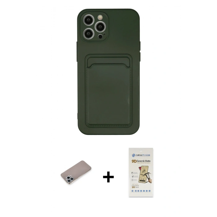 MARSİLYAN™- iPhone 12 Pro Max Kılıf Vadi Çizgi Prime - Siyah Mat Seramik Nano Ekran Koruyucu + Shine Kamera Lens Koruma Cam - SABE