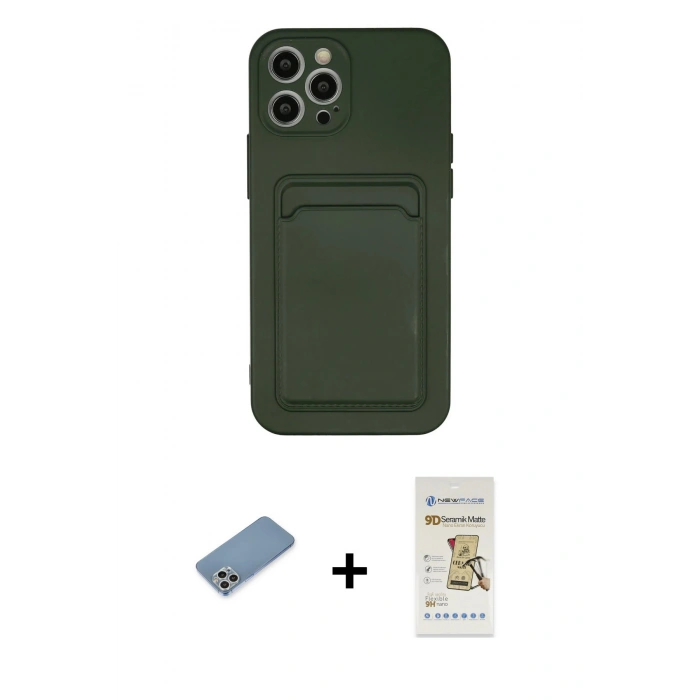 MARSİLYAN™- iPhone 12 Pro Max Kılıf Vadi Çizgi Prime - Siyah Mat Seramik Nano Ekran Koruyucu + Shine Kamera Lens Koruma Cam - GS