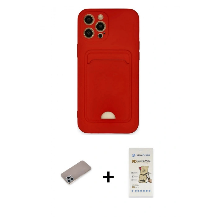 MARSİLYAN™- iPhone 12 Pro Max Kılıf Vadi Çizgi Prime - Siyah Mat Seramik Nano Ekran Koruyucu + Shine Kamera Lens Koruma Cam - SABE