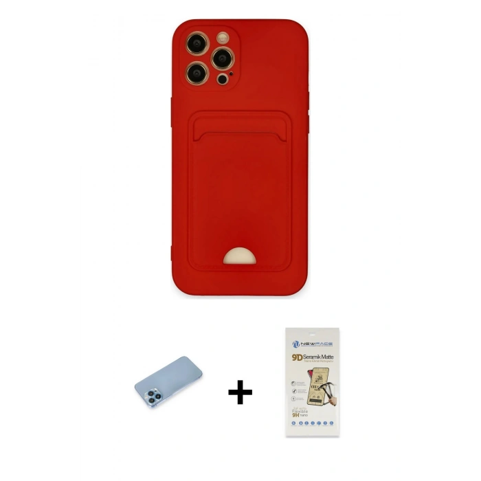 MARSİLYAN™- iPhone 12 Pro Max Kılıf Vadi Çizgi Prime - Siyah Mat Seramik Nano Ekran Koruyucu + Shine Kamera Lens Koruma Cam - MI