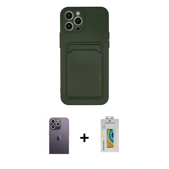 MARSİLYAN™- iPhone 12 Pro Max Kılıf Vadi Çizgi Prime - Siyah Polymer Nano Ekran Koruyucu + Neon Fosforlu Kamera Lens - BZ