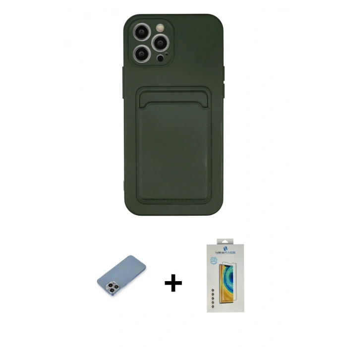MARSİLYAN™- iPhone 12 Pro Max Kılıf Vadi Çizgi Prime - Siyah Polymer Nano Ekran Koruyucu + Shine Kamera Lens Koruma Cam - GI