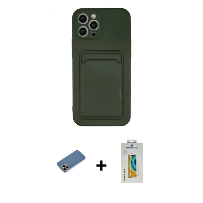 MARSİLYAN™- iPhone 12 Pro Max Kılıf Vadi Çizgi Prime - Siyah Polymer Nano Ekran Koruyucu + Shine Kamera Lens Koruma Cam - GD