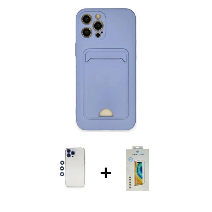 MARSİLYAN™- iPhone 12 Pro Max Kılıf Vadi Çizgi Prime - Siyah Polymer Nano Ekran Koruyucu + Shine Kamera Lens - LT