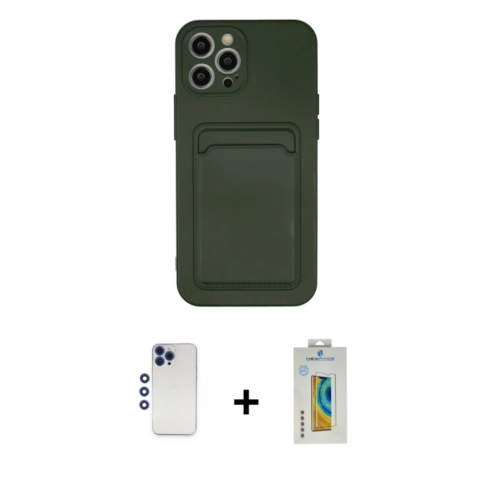MARSİLYAN™- iPhone 12 Pro Max Kılıf Vadi Çizgi Prime - Siyah Polymer Nano Ekran Koruyucu + Shine Kamera Lens - LT