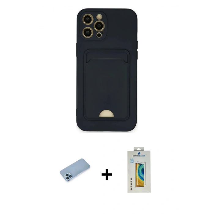MARSİLYAN™- iPhone 12 Pro Max Kılıf Vadi Çizgi Prime - Siyah Polymer Nano Ekran Koruyucu + Shine Kamera Lens Koruma Cam - MI