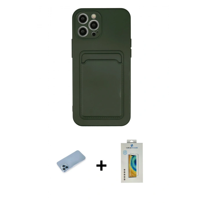 MARSİLYAN™- iPhone 12 Pro Max Kılıf Vadi Çizgi Prime - Siyah Polymer Nano Ekran Koruyucu + Shine Kamera Lens Koruma Cam - MI
