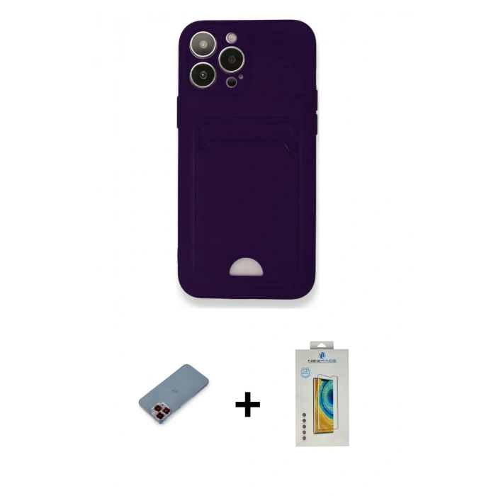 MARSİLYAN™- iPhone 12 Pro Max Kılıf Vadi Çizgi Prime - Siyah Polymer Nano Ekran Koruyucu + Metal Kamera Lens Koruma Cam - KI