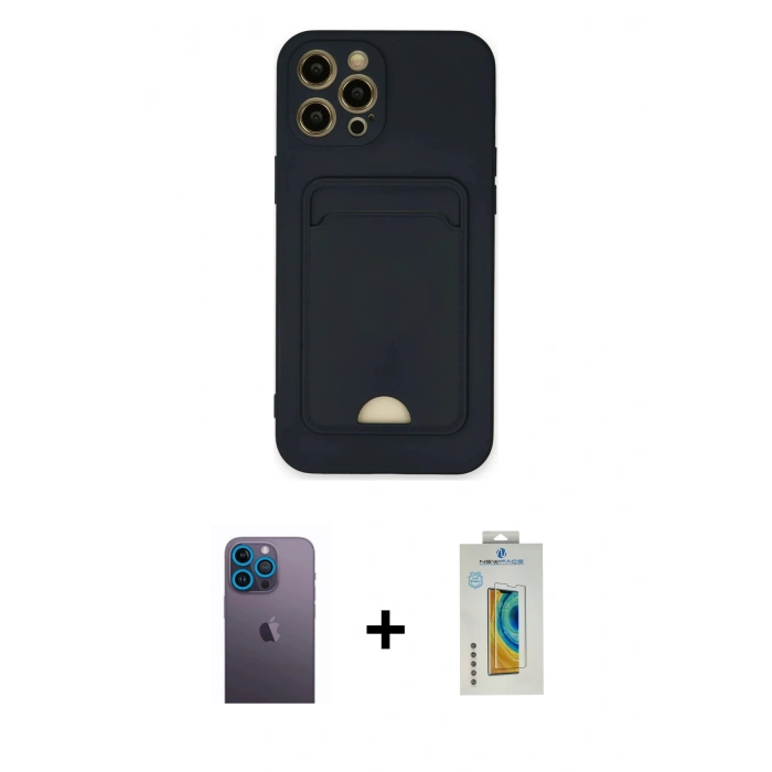 MARSİLYAN™- iPhone 12 Pro Max Kılıf Vadi Çizgi Prime - Siyah Polymer Nano Ekran Koruyucu + Neon Fosforlu Kamera Lens - MI