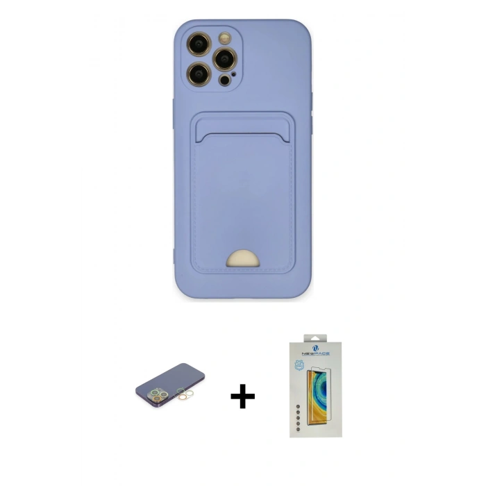 MARSİLYAN™- iPhone 12 Pro Max Kılıf Vadi Çizgi Prime - Siyah Polymer Nano Ekran Koruyucu + Renkli Kamera Lens Koruma Cam - SI