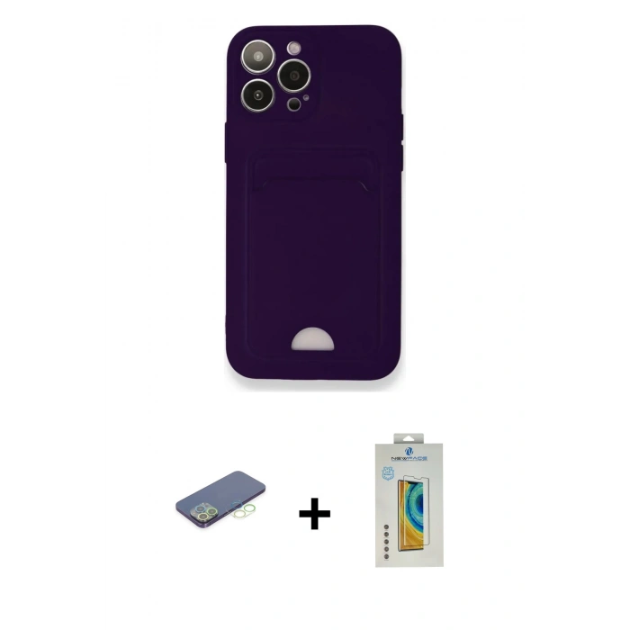 MARSİLYAN™- iPhone 12 Pro Max Kılıf Vadi Çizgi Prime - Siyah Polymer Nano Ekran Koruyucu + Renkli Kamera Lens Koruma Cam - YL