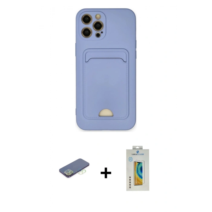 MARSİLYAN™- iPhone 12 Pro Max Kılıf Vadi Çizgi Prime - Siyah Polymer Nano Ekran Koruyucu + Renkli Kamera Lens Koruma Cam - YL