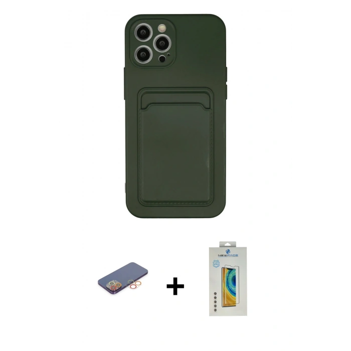 MARSİLYAN™- iPhone 12 Pro Max Kılıf Vadi Çizgi Prime - Siyah Polymer Nano Ekran Koruyucu + Renkli Kamera Lens Koruma Cam - TU