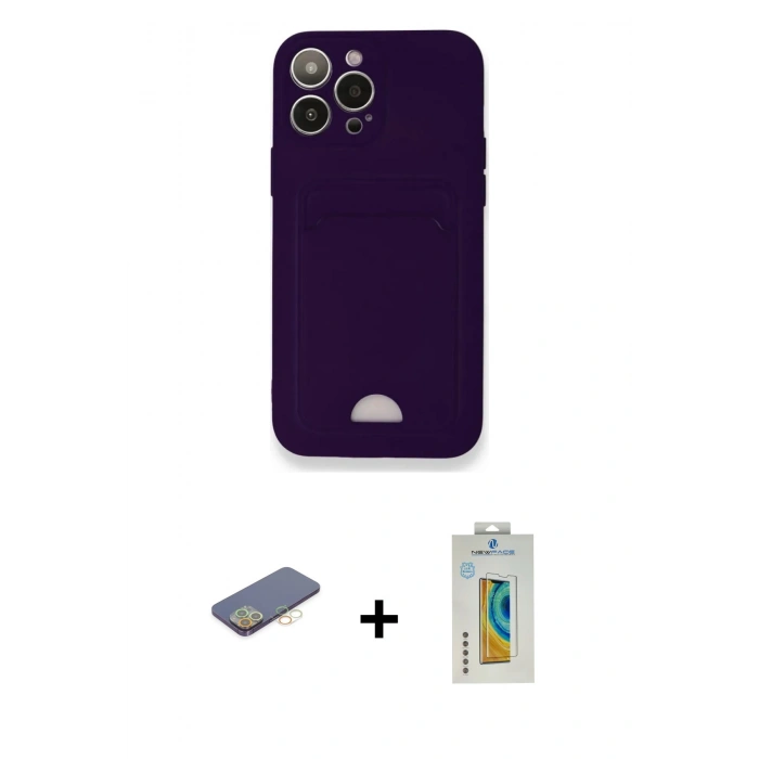 MARSİLYAN™- iPhone 12 Pro Max Kılıf Vadi Çizgi Prime - Siyah Polymer Nano Ekran Koruyucu + Renkli Kamera Lens Koruma Cam - SI