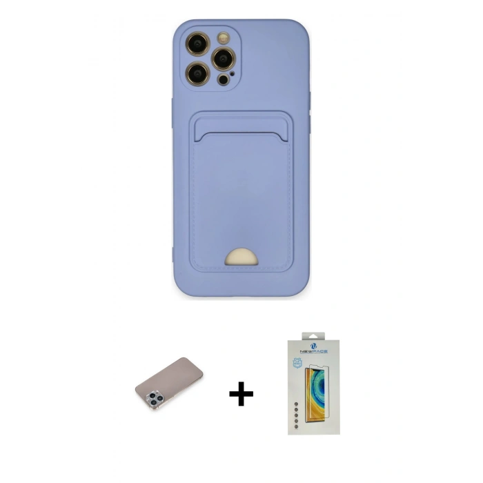 MARSİLYAN™- iPhone 12 Pro Max Kılıf Vadi Çizgi Prime - Siyah Polymer Nano Ekran Koruyucu + Shine Kamera Lens Koruma Cam - SABE