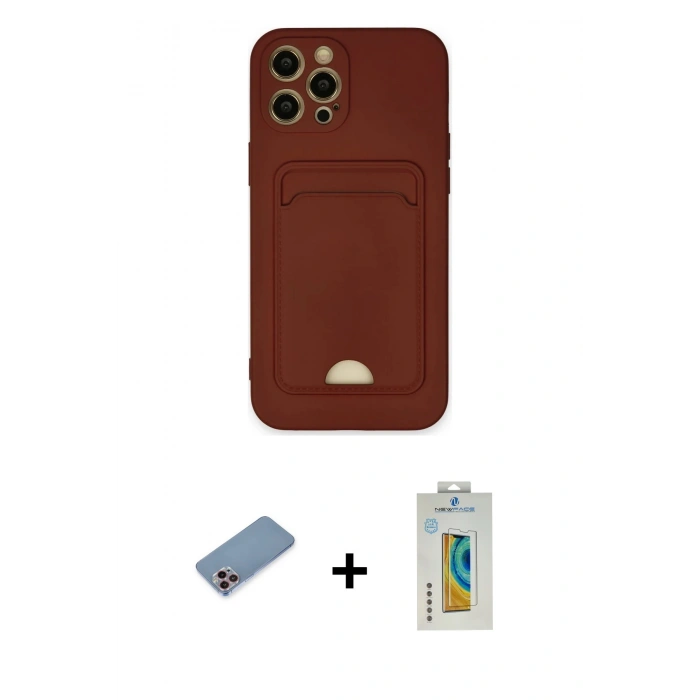 MARSİLYAN™- iPhone 12 Pro Max Kılıf Vadi Çizgi Prime - Siyah Polymer Nano Ekran Koruyucu + Shine Kamera Lens Koruma Cam - PE