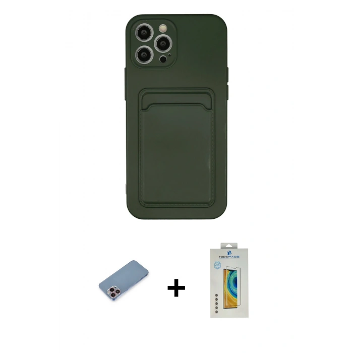 MARSİLYAN™- iPhone 12 Pro Max Kılıf Vadi Çizgi Prime - Siyah Polymer Nano Ekran Koruyucu + Shine Kamera Lens Koruma Cam - PE