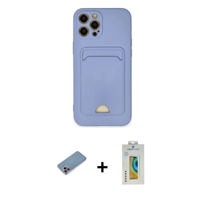 MARSİLYAN™- iPhone 12 Pro Max Kılıf Vadi Çizgi Prime - Siyah Polymer Nano Ekran Koruyucu + Shine Kamera Lens Koruma Cam - PE