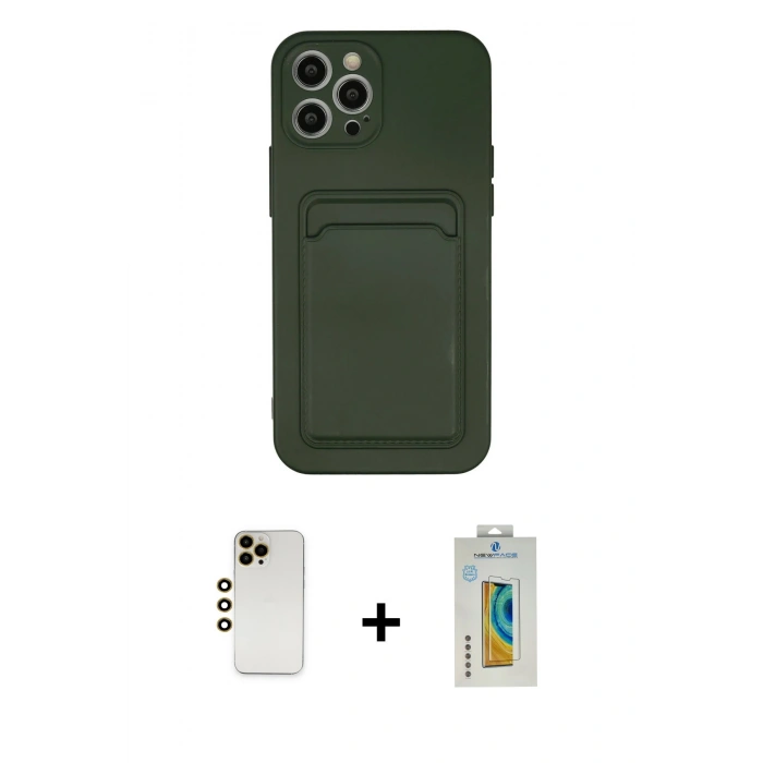 MARSİLYAN™- iPhone 12 Pro Max Kılıf Vadi Çizgi Prime - Siyah Polymer Nano Ekran Koruyucu + Shine Kamera Lens - GD