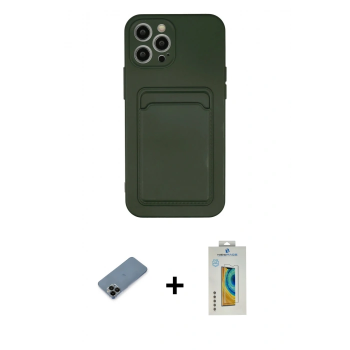 MARSİLYAN™- iPhone 12 Pro Max Kılıf Vadi Çizgi Prime - Siyah Polymer Nano Ekran Koruyucu + Shine Kamera Lens Koruma Cam - SH