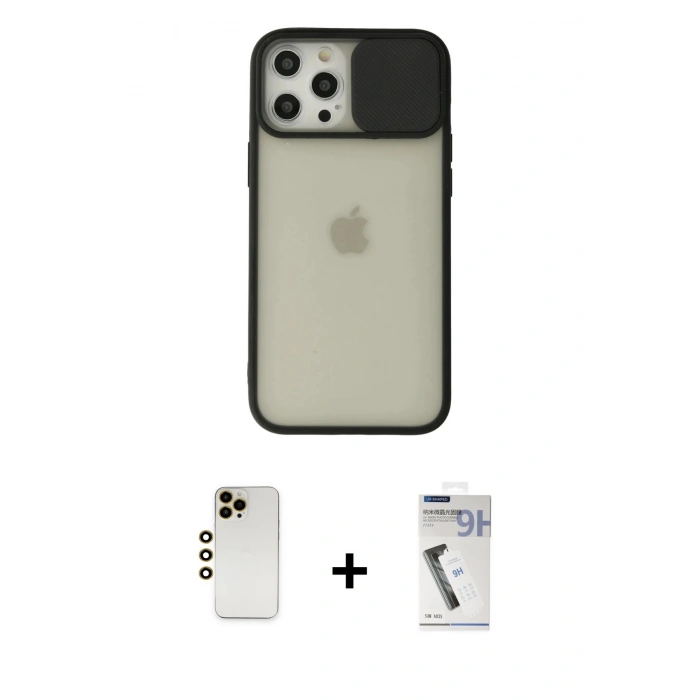 MARSİLYAN™- iPhone 12 Pro Max Kılıf Vadi Çizgi - Şeffaf Uv Polymer Nano Ekran Koruyucu + Shine Kamera Lens - GD