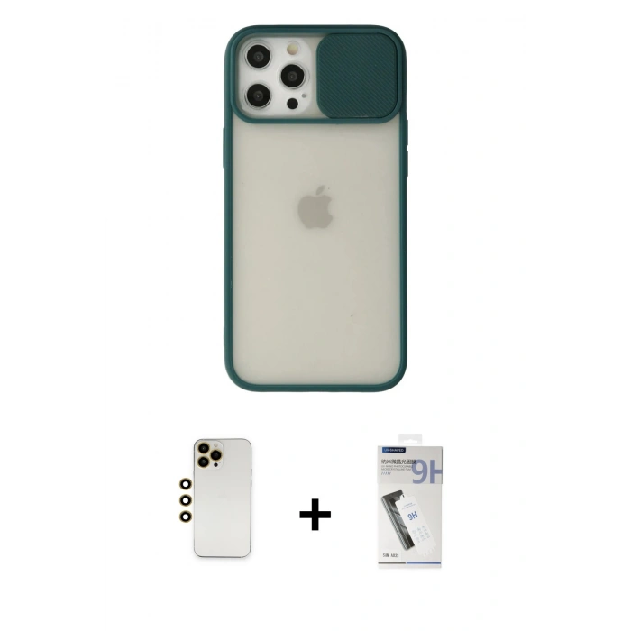 MARSİLYAN™- iPhone 12 Pro Max Kılıf Vadi Çizgi - Şeffaf Uv Polymer Nano Ekran Koruyucu + Shine Kamera Lens - GD