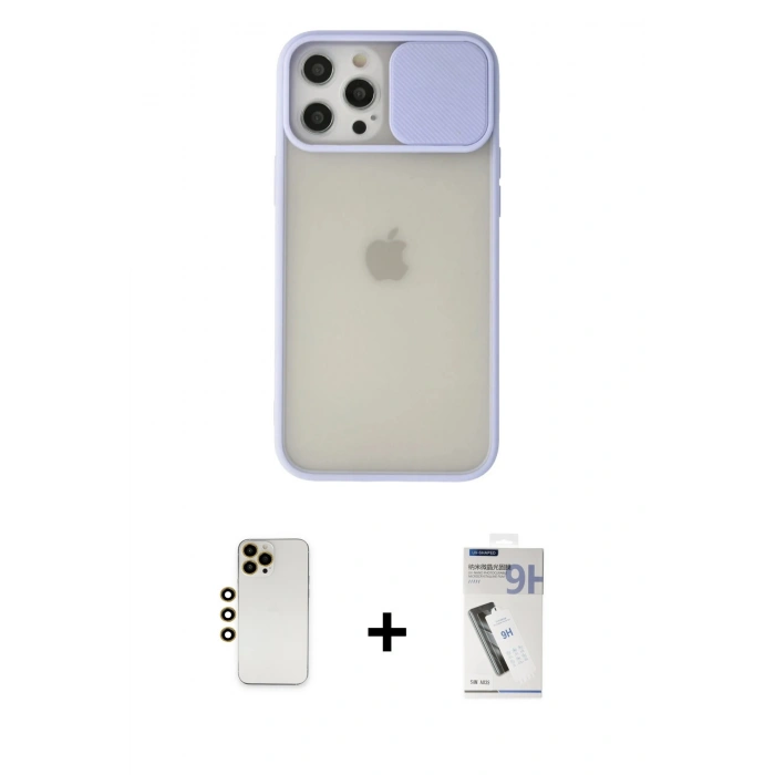 MARSİLYAN™- iPhone 12 Pro Max Kılıf Vadi Çizgi - Şeffaf Uv Polymer Nano Ekran Koruyucu + Shine Kamera Lens - GD
