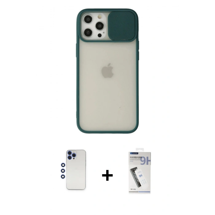 MARSİLYAN™- iPhone 12 Pro Max Kılıf Vadi Çizgi - Şeffaf Uv Polymer Nano Ekran Koruyucu + Shine Kamera Lens - LT