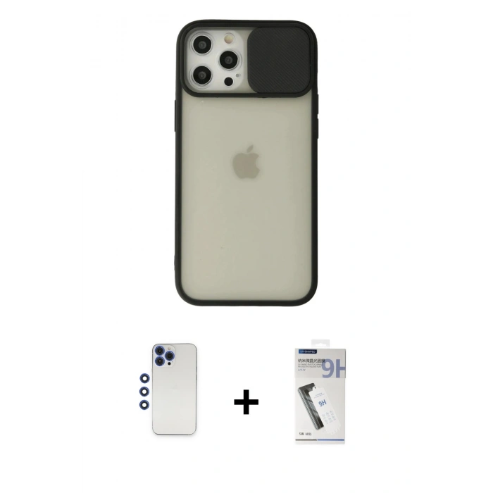 MARSİLYAN™- iPhone 12 Pro Max Kılıf Vadi Çizgi - Şeffaf Uv Polymer Nano Ekran Koruyucu + Shine Kamera Lens - LT