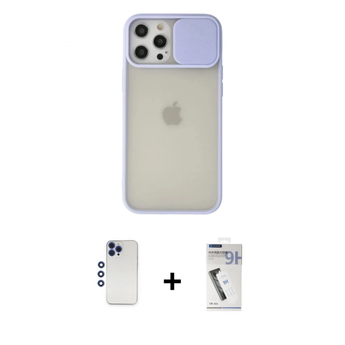 MARSİLYAN™- iPhone 12 Pro Max Kılıf Vadi Çizgi - Şeffaf Uv Polymer Nano Ekran Koruyucu + Shine Kamera Lens - LT