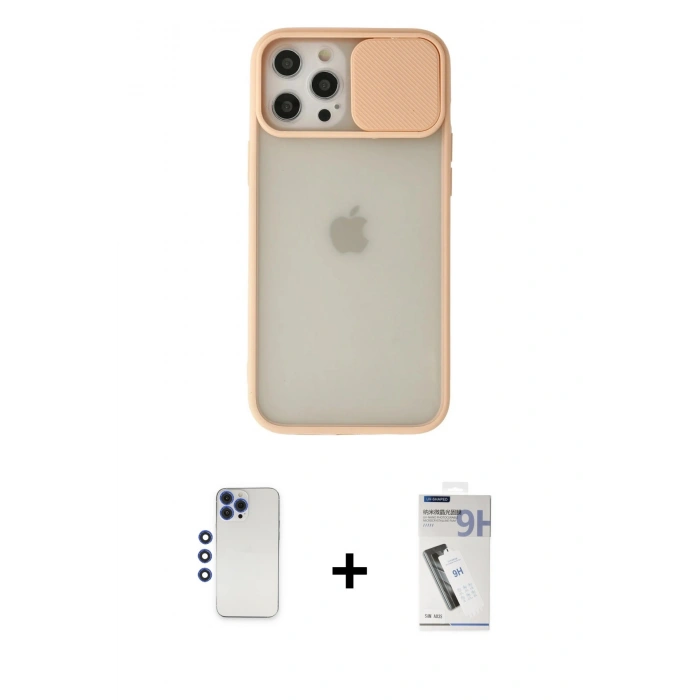 MARSİLYAN™- iPhone 12 Pro Max Kılıf Vadi Çizgi - Şeffaf Uv Polymer Nano Ekran Koruyucu + Shine Kamera Lens - LT